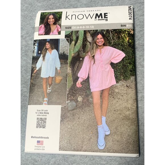 Know Me Mimi G Sewing Pattern ME2074 Size 4-6-8-10-12 Tunic Dress Alissah Thread - Picture 1 of 4